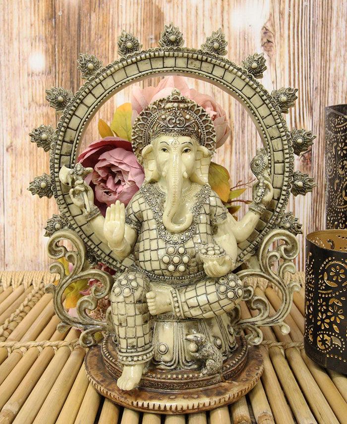 Ebros 11.75" Tall Hindu Vastu Supreme God Nataraja Ganesha Chaturthi On Lotus Throne with Mouse and Arch Ring of Fire Statue Ganapati Elephant Deity Patron of Success Arts and Wisdom Hinduism Ebros 11.75" Tall Hindu Vastu Supreme God Nataraja Ganesha Chaturthi On Lotus Throne with Mouse and Arch Ring of Fire Statue Ganapati Elephant Deity Patron of Success Arts and Wisdom Hinduism