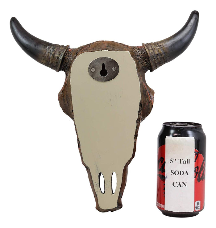 Ebros 11" High Western Southwest Steer Bison Buffalo Bull Cow Horned Skull Head With Turquoise Gem Silver Cross Tooled Leather Design Wall Mount Decor