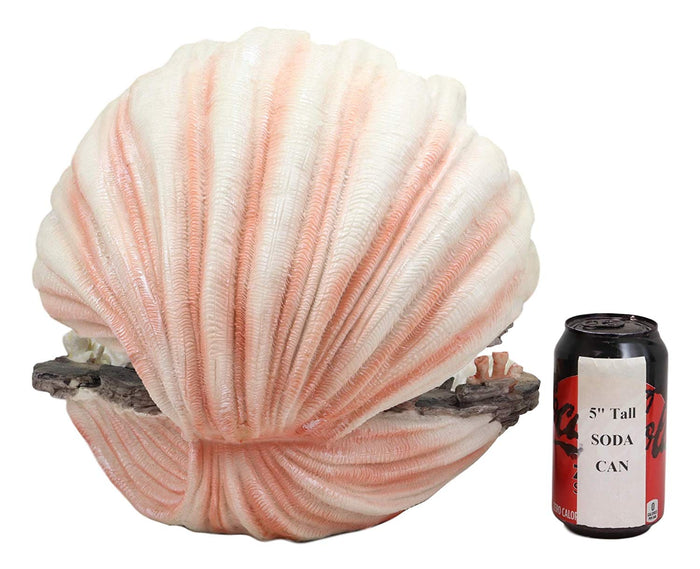 Ebros 12.25" Wide Colorful Nautical Ocean Giant Clam Shell Of The Coral Reefs Miniature Mermaids Display Stand Statue Fantasy Mermaid Mergirls