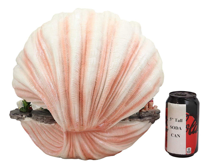 Ebros 12.25" Wide Colorful Nautical Ocean Giant Clam Shell Of The Coral Reefs Display Stand With 12 Miniature Mergirls Figurine Set Fantasy Mergirl Mermaids