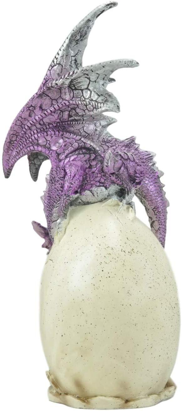 Ebros 12.5"H Magenta Dragon On Crystal Quartz Geode Egg LED Night Light Statue