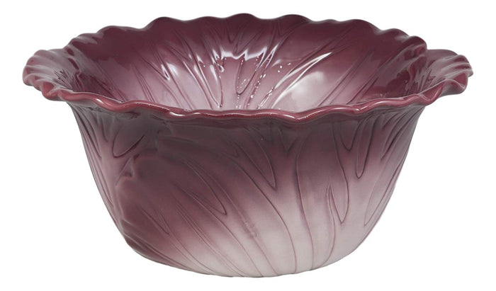 Ebros 12.75"Wide Home Decor Accent Red Cabbage Leaf Fruit Or Salad Serving Bowl