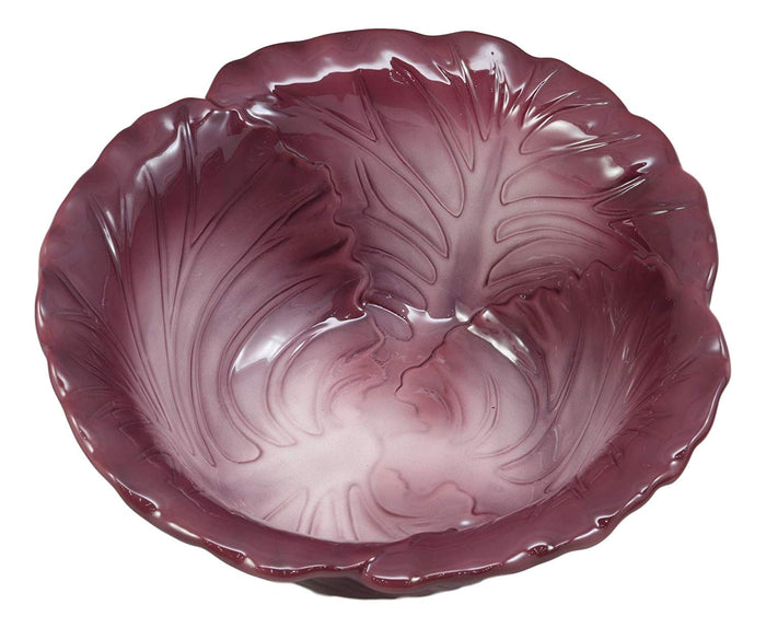 Ebros 12.75"Wide Home Decor Accent Red Cabbage Leaf Fruit Or Salad Serving Bowl