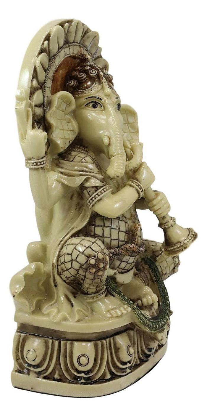 Ebros 12" Tall Hindu God Ganesha Playing Shehnai Flute Statue Figurine