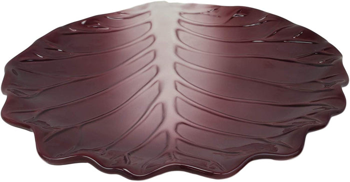 Ebros 12"W Ceramic Red Lettuce Shaped Serving Plate Or Dish Platter (SET OF 3)