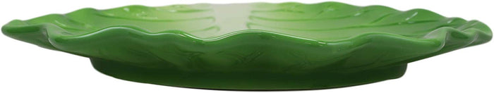 Ebros 12" Wide Hearty Green Cabbage Leaf Shaped Serving Plate Dish Platter 1 PC