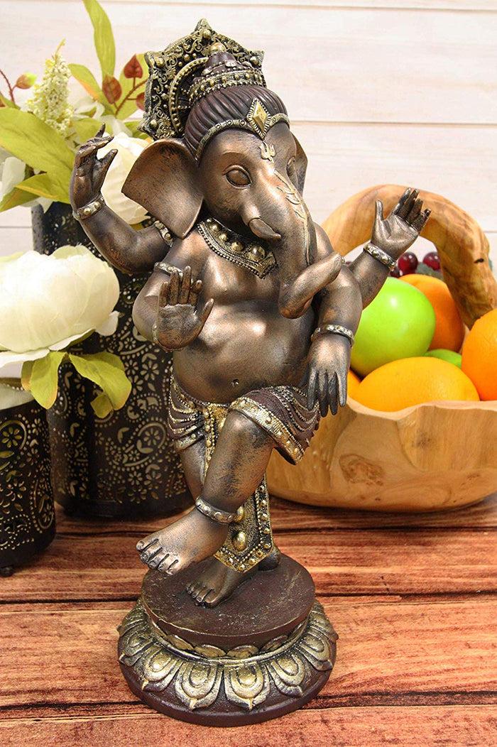 Ebros 13" Tall Hindu Dancing Ganesha Chaturthi in One Legged Yoga Pose Statue
