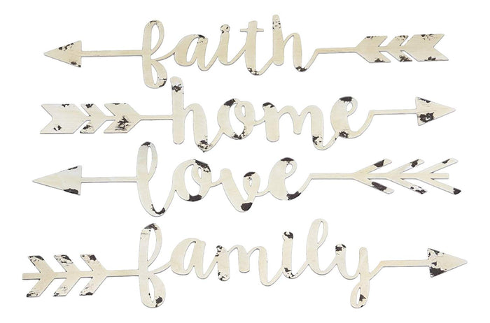 Ebros 14"L Set Of 4 Metal Wall Arrows With Family Love Home And Faith Sayings Signs