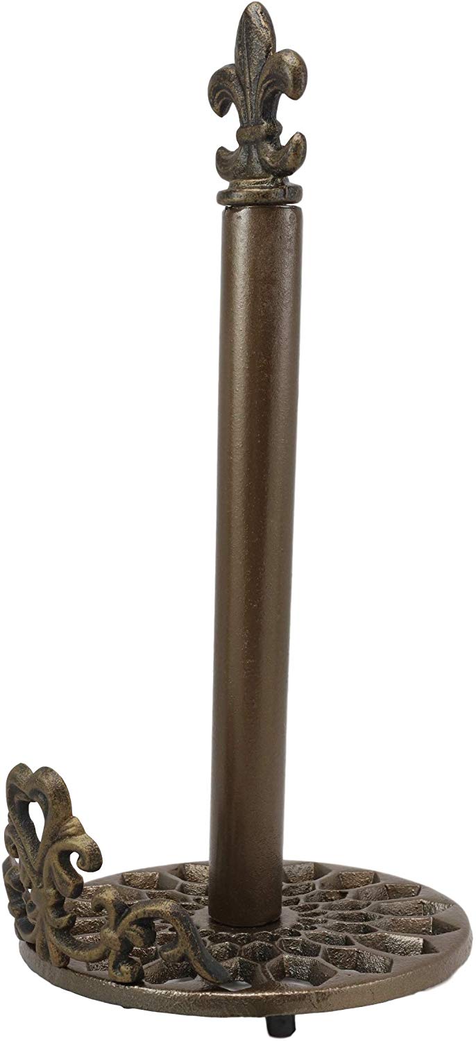 Ebros 15.5"H Aluminum French Scroll Fleur De Lis Top Crown Paper Towel Holder