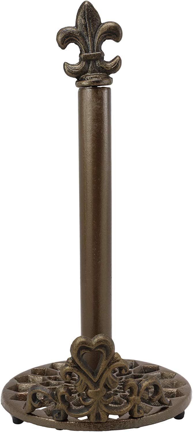 Ebros 15.5"H Aluminum French Scroll Fleur De Lis Top Crown Paper Towel Holder