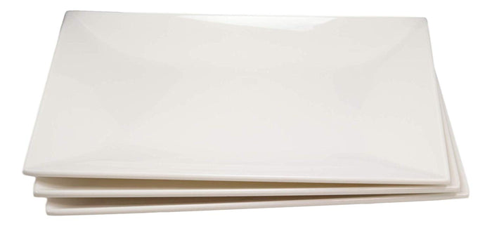 Ebros 15" L White Melamine Rectangular Serving Plate Or Slate Or Dish SET OF 3