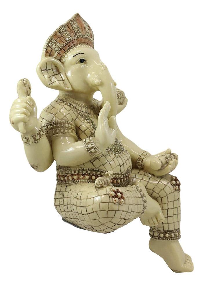 Ebros 15" Tall Hindu Ganesha Holding Modaka Bowl & Lotus Table Edge Shelf Sitter