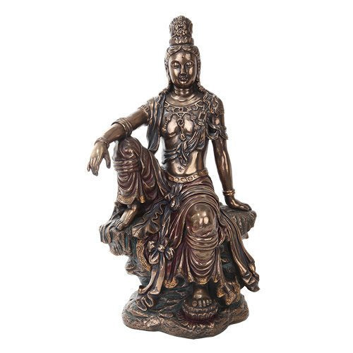 Ebros 16 Inch Water and Moon Kuan Yin Buddhist Bronze Finish Statue Figurine Ebros 16 Inch Water and Moon Kuan Yin Buddhist Bronze Finish Statue Figurine