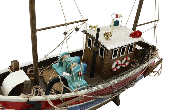 Ebros 17" Long Wooden Handicraft Nautical Vessel Boat Model With Wood Base Stand