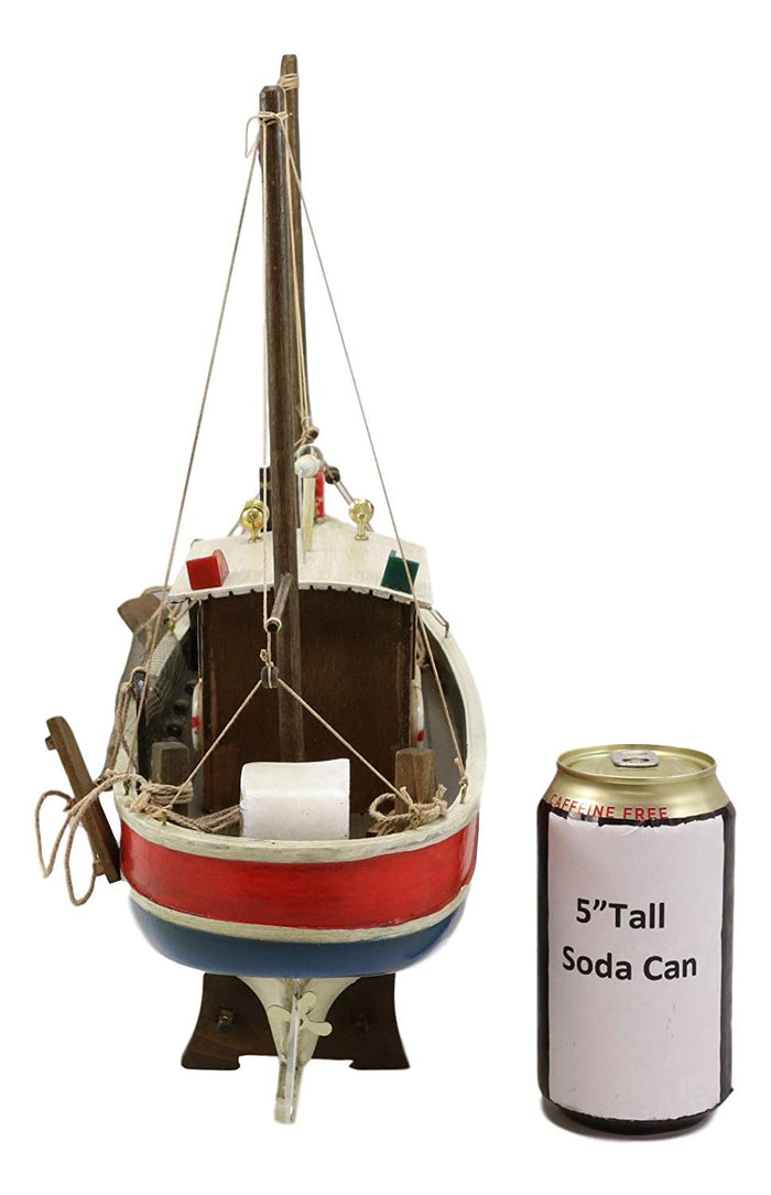 Ebros 17" Long Wooden Handicraft Nautical Vessel Boat Model With Wood Base Stand