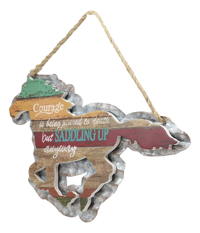 Ebros 17" W Rustic Running Horse Inspirational Quote Hand Painted Wooden Sign