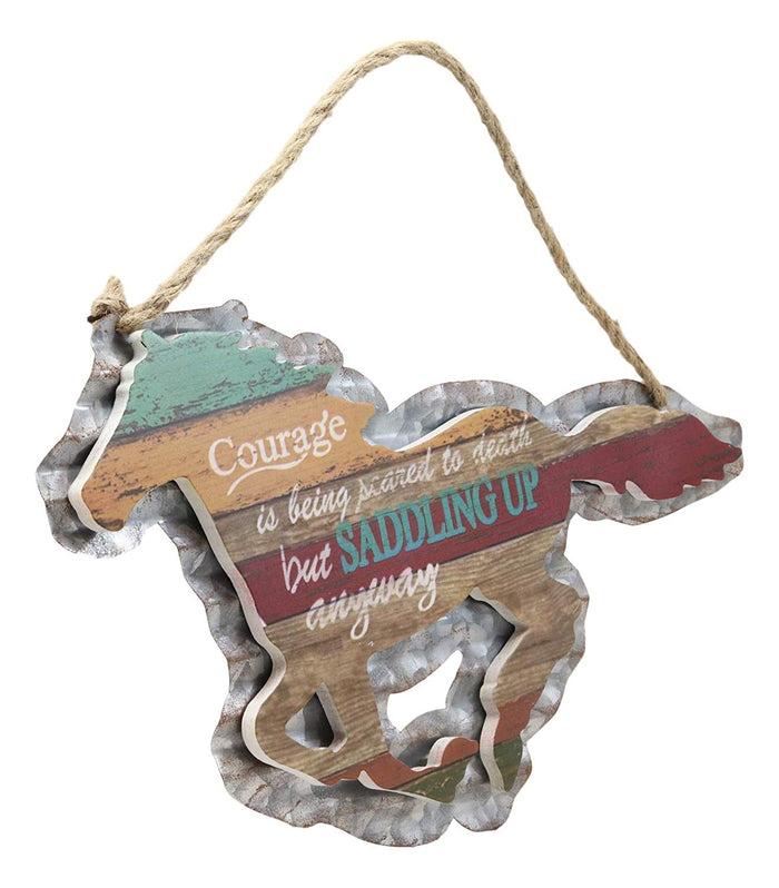 Ebros 17" W Rustic Running Horse Inspirational Quote Hand Painted Wooden Sign