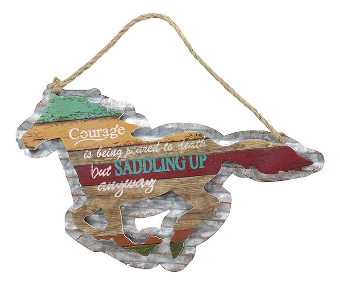 Ebros 17" W Rustic Running Horse Inspirational Quote Hand Painted Wooden Sign