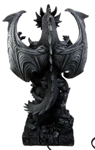 Ebros 19"H Medieval Castle Dragon W/ Illuminated Orb Wing Figurine Floor Table Lamp