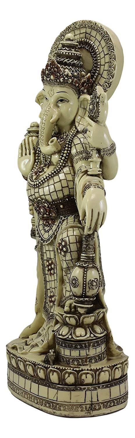 Ebros 21" Tall Hindu Ganesha On Lotus Throne With Percussion Maracas Statue