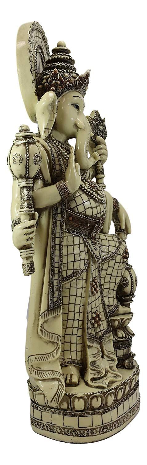 Ebros 21" Tall Hindu Ganesha On Lotus Throne With Percussion Maracas Statue