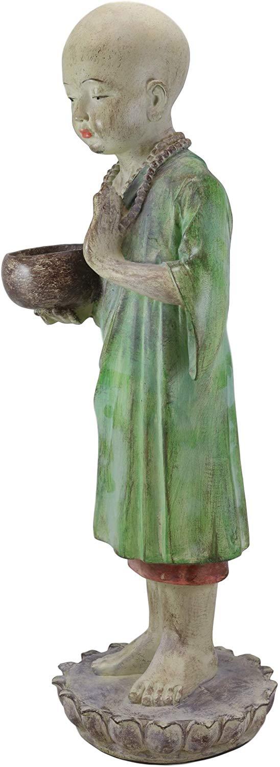 Ebros 24" Tall Jizo Buddha Monk Hand Greeting Pose Holding Bowl Bird Feeder Bath