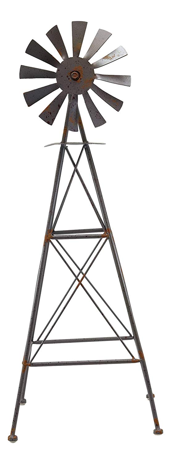 Ebros 25.25" Tall Large Rustic Country Farm Agricultural Windmill Outpost Galvanized Metal Handcrafted Sculpture
