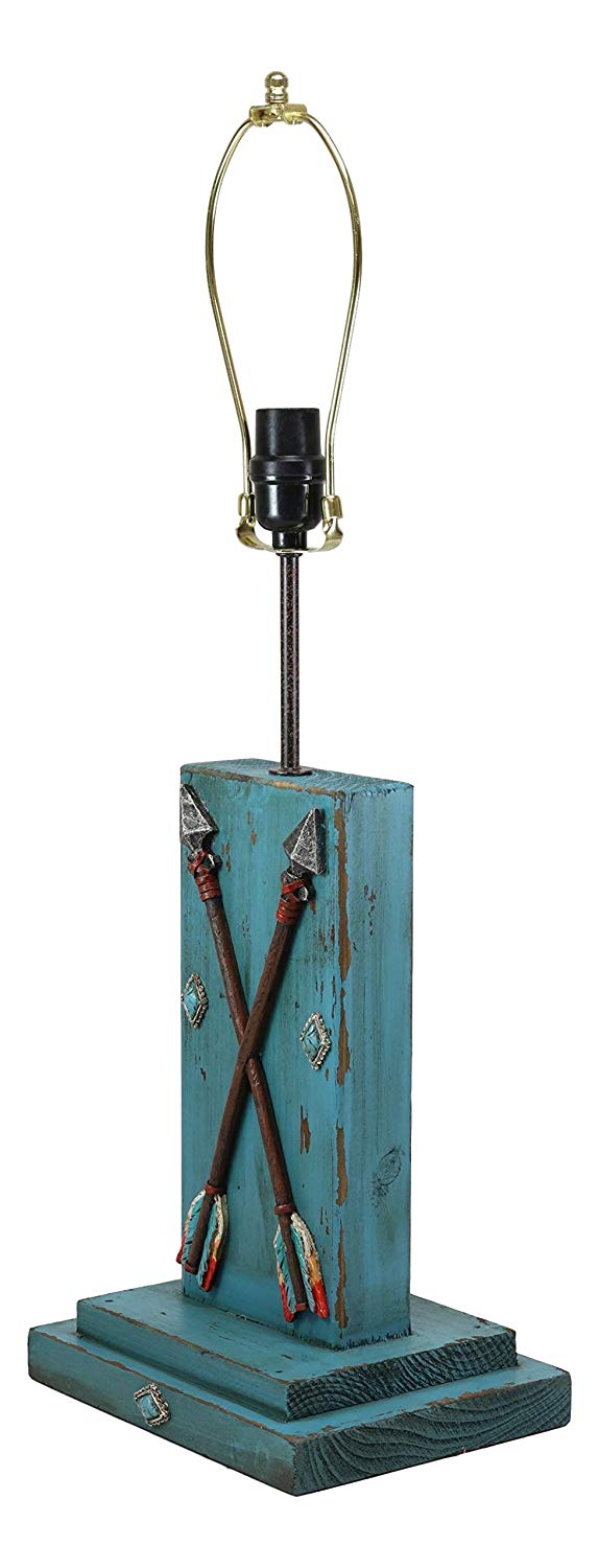 Ebros 26"H Rustic Blue Distressed Wood 2 Crossed Friendship Arrows Table Lamp