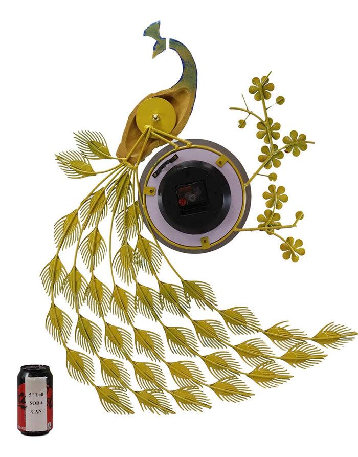 Ebros 29" High Large Peacock Iris Colorful Gold Plated Metal Wall Clock Analog