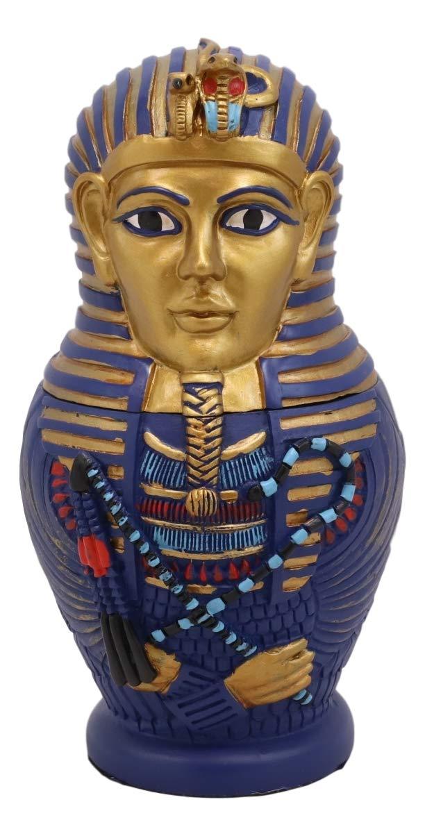 Ebros 3 Piece Set Pharaoh King TUT Sarcophagus Coffins With Mummy Nesting Doll Matroyshka Figurines 6" Tall
