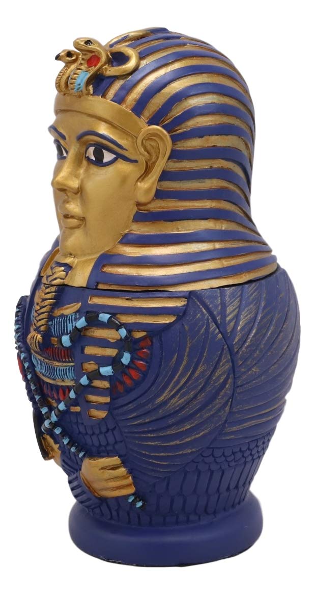 Ebros 3 Piece Set Pharaoh King TUT Sarcophagus Coffins With Mummy Nesting Doll Matroyshka Figurines 6" Tall