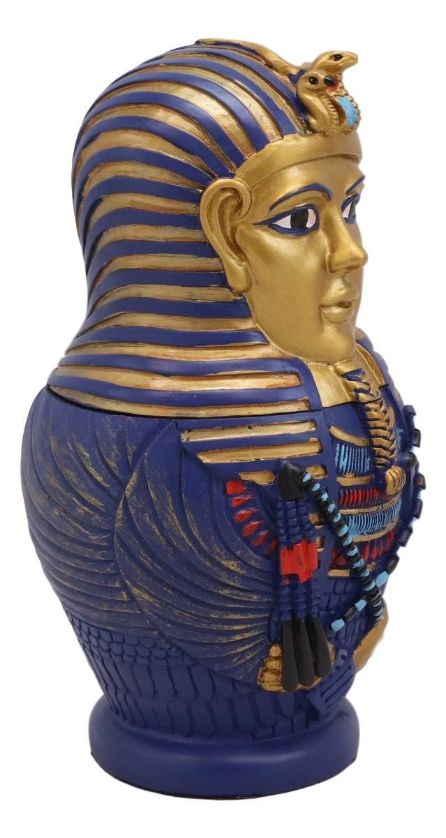 Ebros 3 Piece Set Pharaoh King TUT Sarcophagus Coffins With Mummy Nesting Doll Matroyshka Figurines 6" Tall
