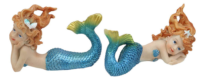 Ebros 4.25" Wide Colorful Nautical Ocean Mermaid Mergirls Under The Sea Miniature Figurines Set Of 2 Fantasy Mermaids Sirens Of The Seas Figurines Fairy Garden Collectibles