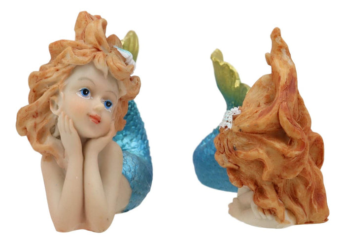 Ebros 4.25" Wide Colorful Nautical Ocean Mermaid Mergirls Under The Sea Miniature Figurines Set Of 2 Fantasy Mermaids Sirens Of The Seas Figurines Fairy Garden Collectibles