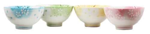 Ebros 4.5"Dia Japanese Bright Colored Spring Cherry Blossoms Sakura Floral Bowl Set Of 4