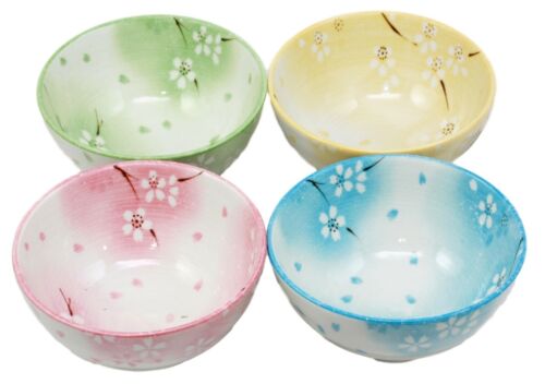 Ebros 4.5"Dia Japanese Bright Colored Spring Cherry Blossoms Sakura Floral Bowl Set Of 4
