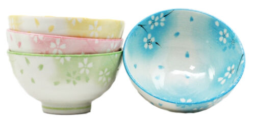 Ebros 4.5"Dia Japanese Bright Colored Spring Cherry Blossoms Sakura Floral Bowl Set of 4