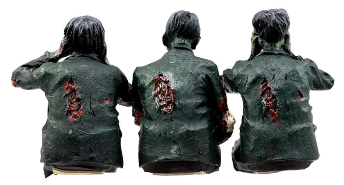 Ebros 4"H Wise Walking Dead Zombie See Hear Speak No Evil Figurine Set Shelf Sitters