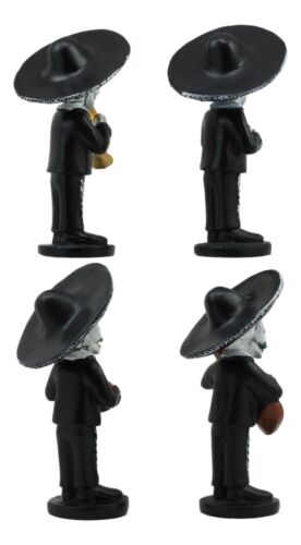 Ebros 4"Tall Fiesta Squad Day Of The Dead Skeleton Mariachi Band Statue Set Of 4 Violin Guitarron Guitar And Trumpet Player Dias De Muertos Figurine Decor Set Or As Wedding Cake Toppers
