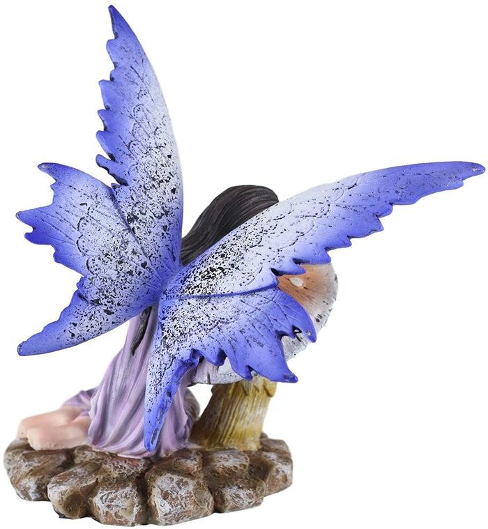 Ebros 5.25 Inch Fairyland Purple Fairy Sleeping On Mushroom Statue Figurine