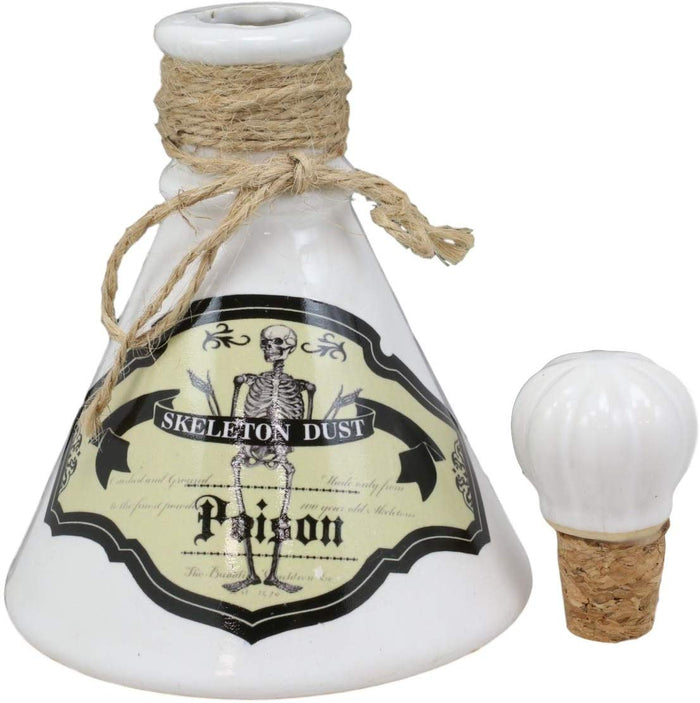 Ebros 5.5"H Ceramic Mad Doctor Small Container With Cork Lid (Skeleton Dust)