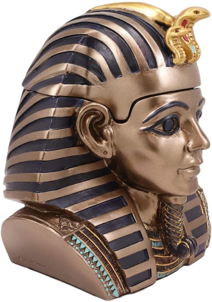Ebros 5.5 Inch Tall Ancient Egypt King Tut Head Box Pharaoh Keepsake Trinket Jew
