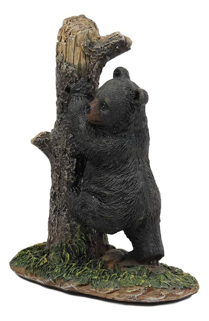 Ebros 5.5" Tall Realistic Black Bear Climbing Tree Trunk Statue Rustic Wildlife