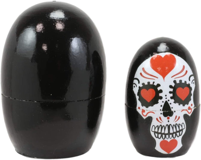 Ebros 5 Piece Set Colorful Sugar Skulls Nesting Dolls Matroyshka Wooden Figurine