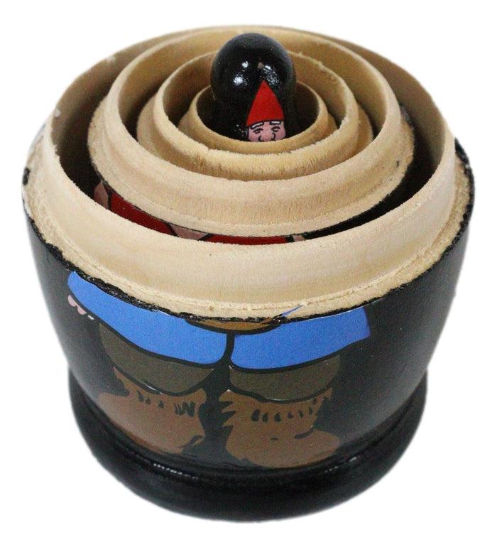 Ebros 5 Piece Set Gnomes W/ Family Nesting Dolls Matroyshka Wooden Figurine 4.5"