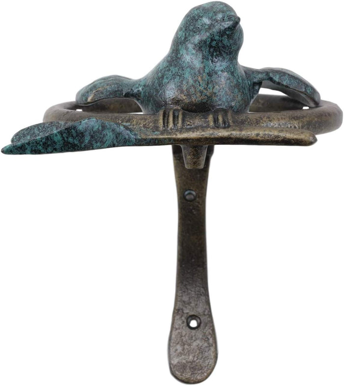 Ebros 6.25" Tall Aluminum Dove Perching On Celtic Claddagh Ring Door Knocker