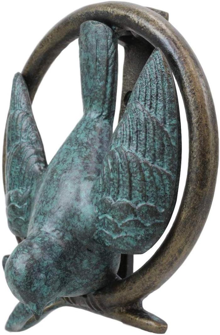 Ebros 6.25" Tall Aluminum Dove Perching On Celtic Claddagh Ring Door Knocker