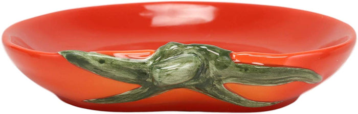 Ebros 6.5" Diameter Ceramic Fruity Red Tomato Fruit Small Serving Plate SET OF 3