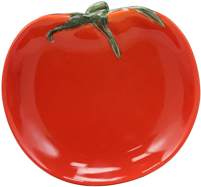 Ebros 6.5" Diameter Ceramic Fruity Red Tomato Fruit Small Serving Plate SET OF 3
