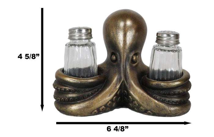 Ebros 6.5"L Giant Octopus Tentacle Spice Glass Salt Pepper Shaker Holder Figurine